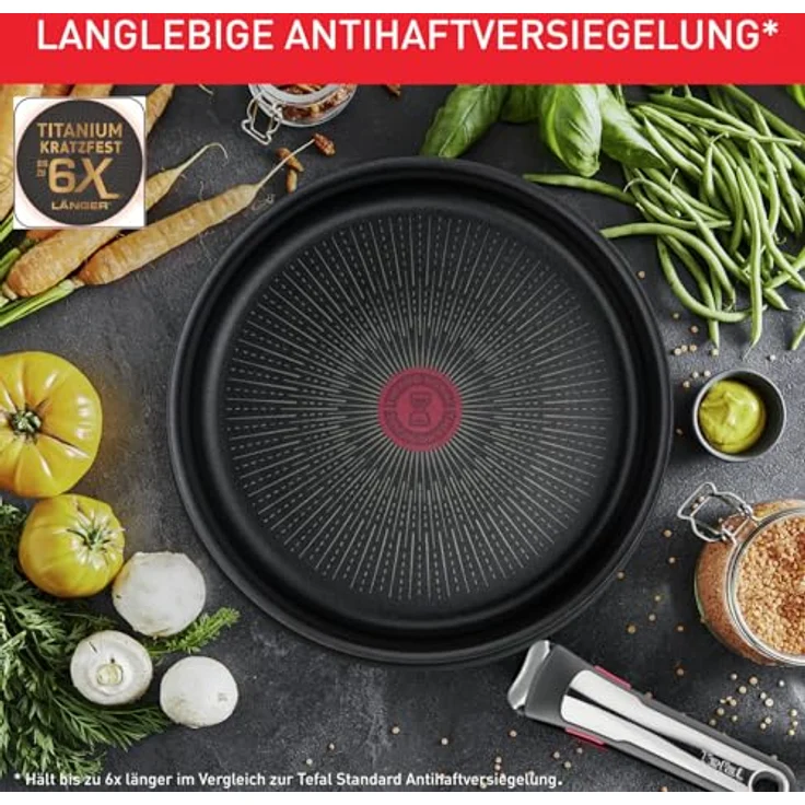 Tefal Ingenio Preference On 3-teiliges Pfannenset, stapelbar, Pfanne Induktion mit Antihaftversiegelung, Thermo-Signal bei idealer Brattemperatur, für alle Herdarten geeignet, Edelstahl, L97493 – Bild 6
