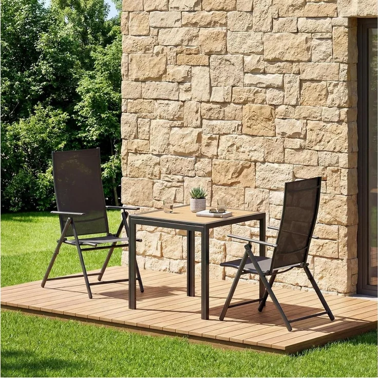 TLGREEN Gartentisch 75×75×72 cm, DPC Balkontisch, (Quadratischer Terrassentisch mit Metallgestell), Rutschfester Esstisch Outdoor für Kleinen Balkon – Bild 2