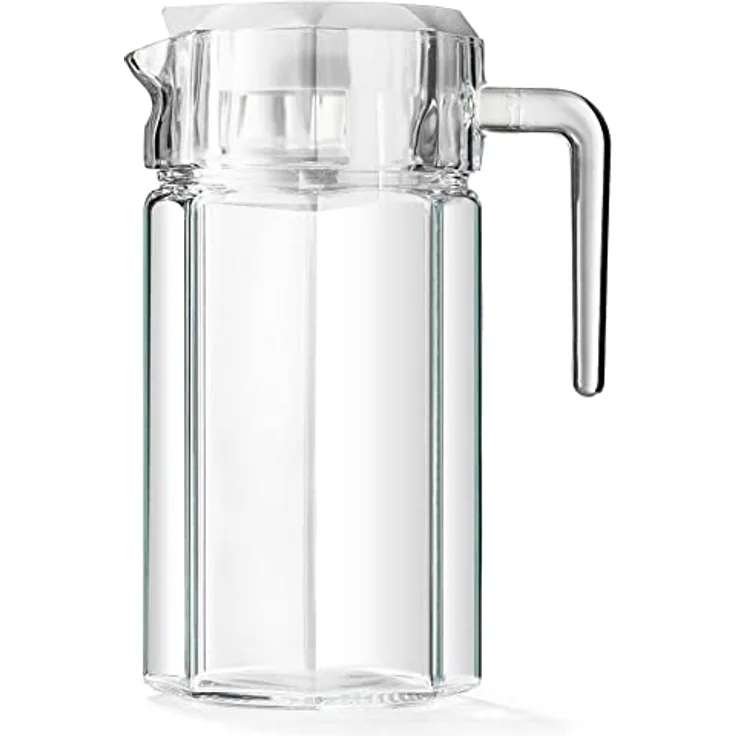 Vilde Glaskaraffe Mit Deckel 1,5 L - Hochwertiger Wasserkrug Aus Transparentem Glas - Praktischer Griff & Konturierter Ausgießer - Ideal Für Wasser/Saft- Spülmaschinenfest & Kühlschrankgeeignet – Bild 5