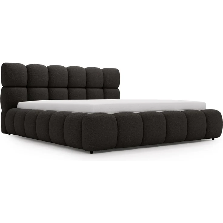 GRAINGOLD Modo Polsterbett 200x200, Doppelbett mit Kopfteil, groß Stauraum, Bouclé-Stoff, Schwarz – Bild 2
