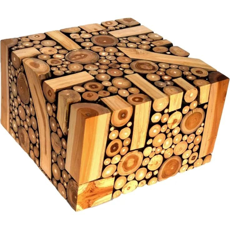 Teakholzhocker quadratsich Fußhocker Baumscheibentisch Teakholz Hocker