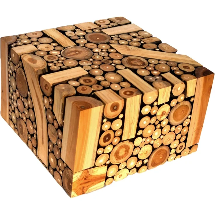 Teakholzhocker quadratsich Fußhocker Baumscheibentisch Teakholz Hocker – Bild 1
