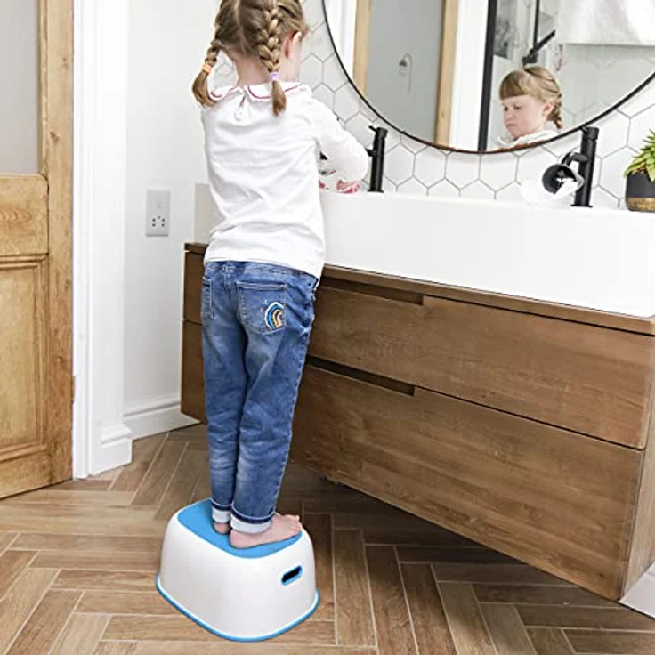 Prince Lionheart Step Stool | Tritthocker | Anti-Rutsch-Ober- und Unterseite | Leicht zu reinigen | Handgriffe | Vielseitig | Aufbewahrung | Badezimmer Booster | Handwaschbecken - Blau – Bild 5
