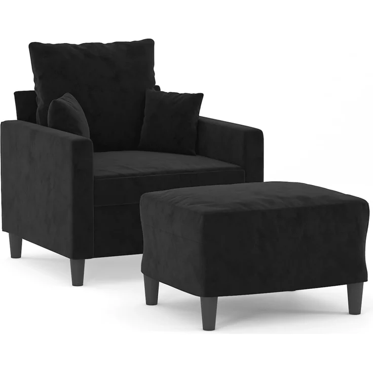 vidaXL Sessel mit Hocker Schwarz 60 cm Samt 3201102 – Bild 1