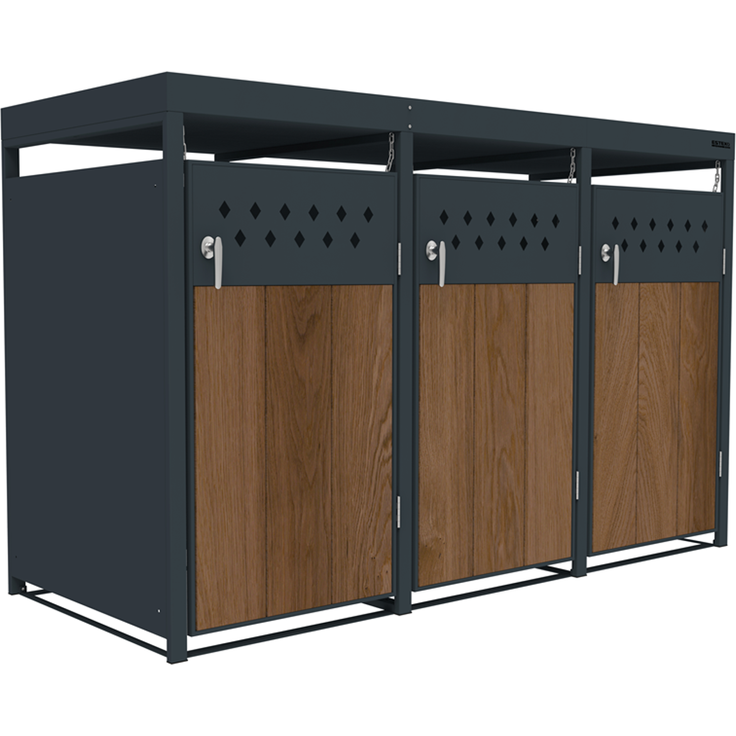 Mülltonnenbox Müllbox Mülltonnenverkleidung 3 Türen Box Pflanzdach Anthrazit – Bild 8