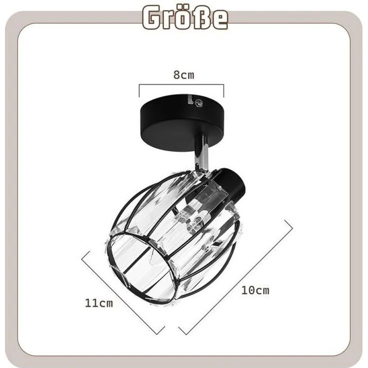 Nettlife Deckenstrahler Kristall Vintage Industrial Deckenspot Schwarz E14 350° schwenkbar, LED wechselbar, Retro Strahler Industrial Flurlampe für Flur Hotel – Bild 4