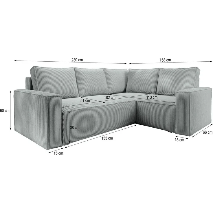 Masseno Ecksofa ESTANO mit Schlaffunktion L-Form, Sofa mit Bettkasten – Bild 2