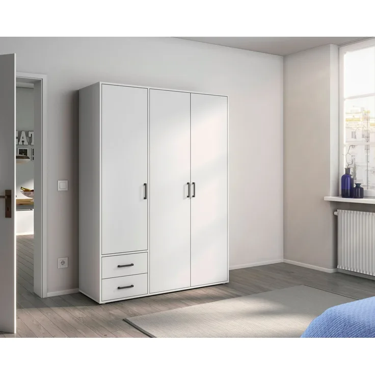Rauch Möbel 'Voyager' Kleiderschrank, Holz, Weiß, Zubehör Basic, Breite 140 cm | Ohne Spiegel
