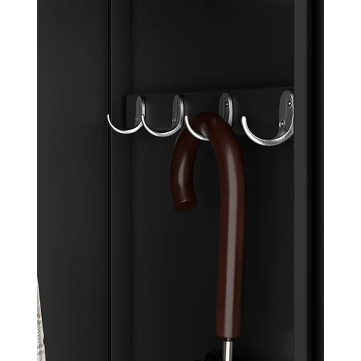 Jan Nowak Spind Schrank, Kleiderschrank, Metallschrank, Schließfachschrank | 2 Abteile mit Kleiderstange, Lüftungsschlitze, Trennwände, 4 Kleiderhaken pro Abteil | 180 cm x 60 cm x 50 cm | Schwarz – Bild 7