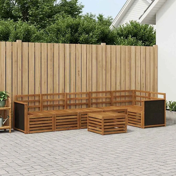 vidaXL Outdoor-Sofagarnitur 7 stk. 6-Sitzer Natur Massivholz Akazie 3384430 – Bild 1