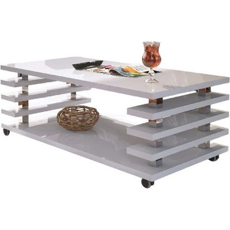 designimpex Couchtisch Design Couchtisch DC-3 Wohnzimmertisch Tisch Rollen – Bild 4