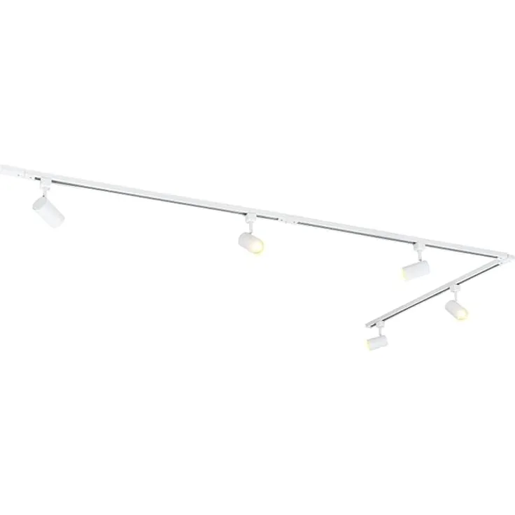 Qazqa Schienensystem-Sets Iconic jeana, ohne Leuchtmittel, GU10, Weiß, Modern, Aluminium, Deckenstrahler 5-flammig