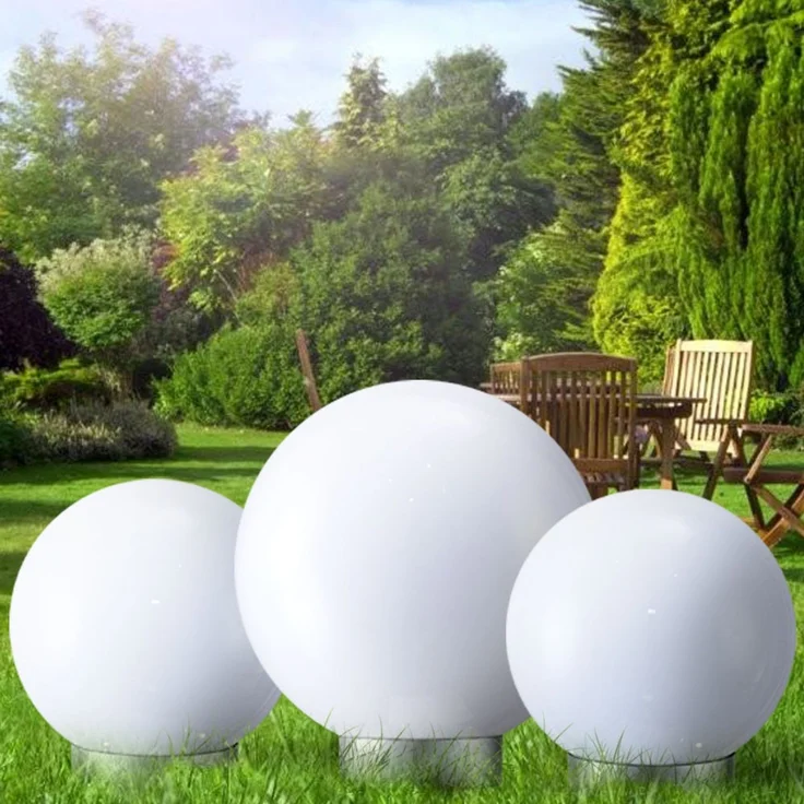3er Set LED Außen Solarleuchten, Kugel weiß, 15 und 20 cm – Bild 4
