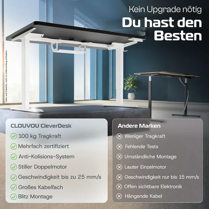 CleverDesk Weiß/Schwarz(160x80 cm) – Bild 5