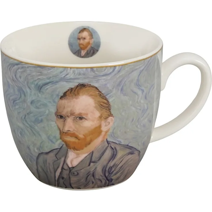 DUO ART GALLERY Becher 460 ml in Tragetasche PORTRAIT OF Van Gogh, New Bone China Porzellan