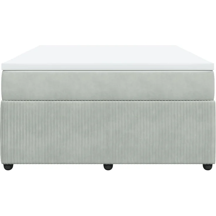 vidaXL Boxspringbett mit Matratze Hellgrau 140x190 cm Samt 3285638 – Bild 4