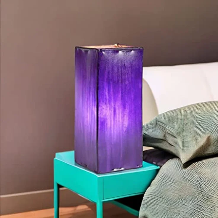 Marrakesch Orient & Mediterran Interior Nachttischlampe Leder Nachttischlampe Tischlampe Lampe Janka lila, Handarbeit – Bild 6