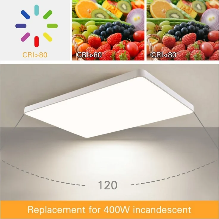 JDONG LED Deckenleuchte dimmbar mit Fernbedienung Rechteckig 65*43/90*55/90*60cm, Deckenlampe 72W /90W, Wohnzimmerlampe Metall Modern Design Lamp für, Wohnzimmer, Schlafzimmer,Esszimme, Arbeitszimmer, Küche – Bild 2