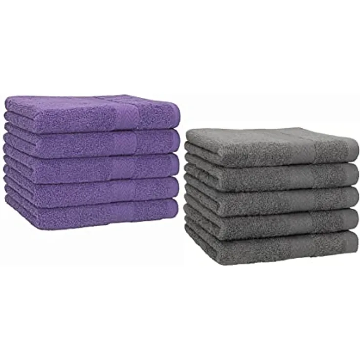 Betz Gästehandtücher 10 Stück Gästetuch Set Premium 30x50 cm Farbe lila und anthrazit, 100% Baumwolle (Set, 10-St)
