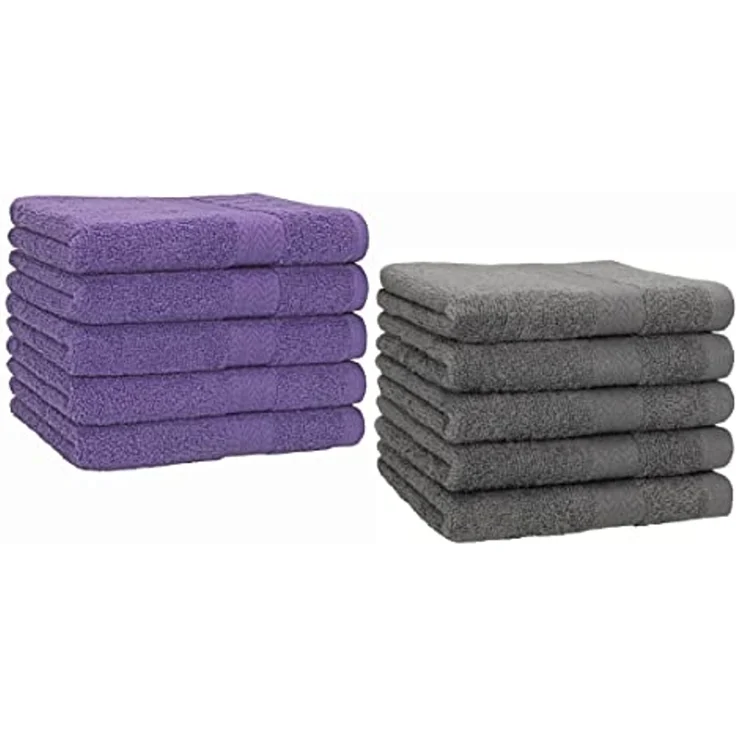 Betz Gästehandtücher 10 Stück Gästetuch Set Premium 30x50 cm Farbe lila und anthrazit, 100% Baumwolle (Set, 10-St) – Bild 1