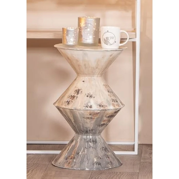 GILDE Beistelltisch Boulevard - Metall - glänzend - beige/braun/Creme - Höhe 52cm x Ø 31cm - Couchtisch – Bild 2