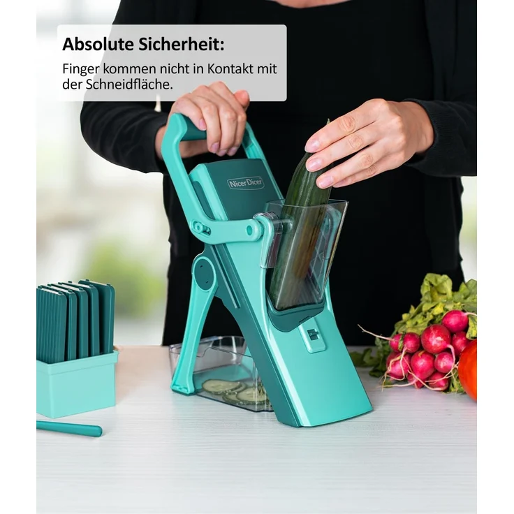 Genius Gemüseschneider Nicer Dicer Mando 13tlg. Gemüsehobel + Rainbow Schwamm S – Bild 2