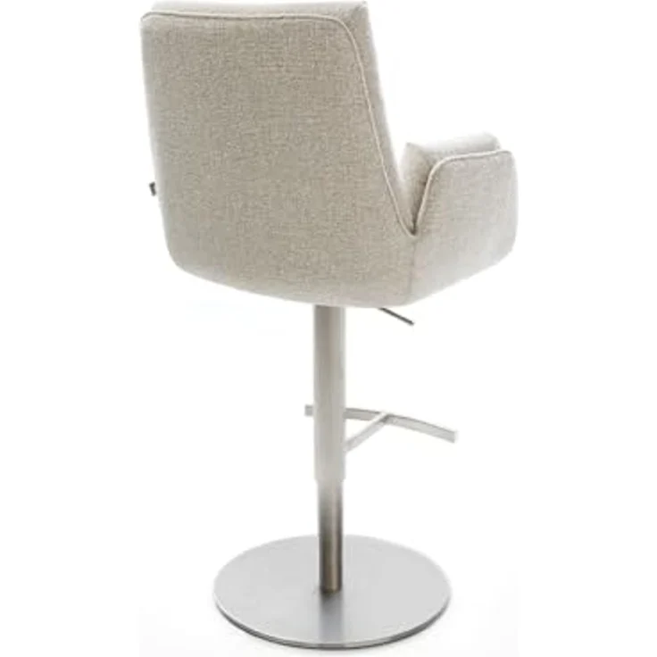 Barstuhl Clea-Flex Webstoff Soft Beige Drehfuß höhenverstellbar Edelstahl Silberfarben – Bild 6