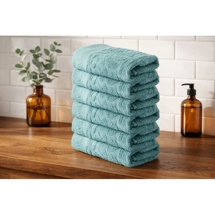 Mijolnir 'Textured - Mint' Waschhandtuchset (6-teilig), Minze, 30 x 50 cm – Bild 1