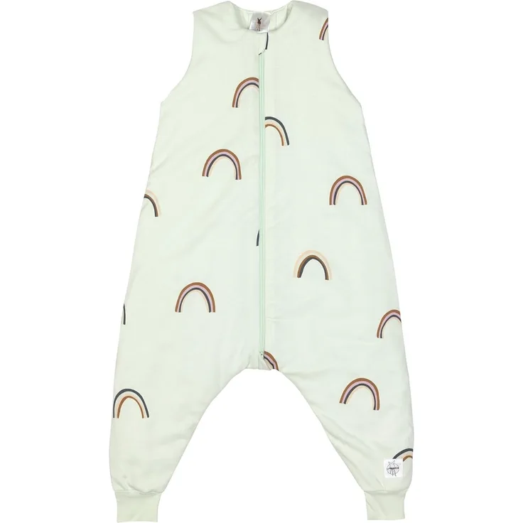 LÄSSIG Kinder Schlafoverall ärmellos 2,5 TOG atmungsaktiv aus Bio Baumwolle/Sleeping Jumper Rainbow Mint, Größe 98/104