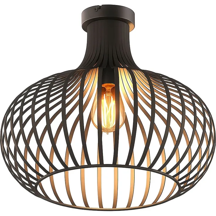 LED Deckenleuchte, Metall rost, Gitter Design, H 35 cm