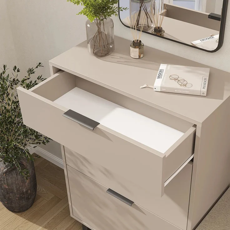Roomart NORD Garderobenset 4-teilig – Schuhschrank, Sitzbank, Garderobenpaneel 130 cm & Spiegel – Flurgarderobe – H 112 x B 73.6 x T 35 cm (Schuhschrank) • Beige – Bild 6