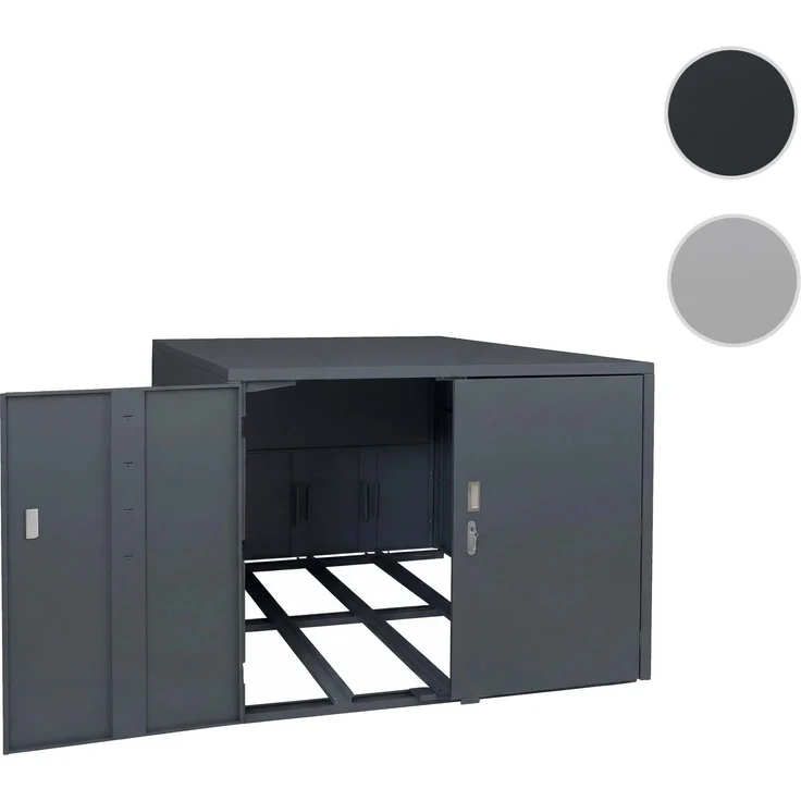 3er-Fahrradgarage HWC-P93, Fahrradunterstand Fahrradbox Bikebox, abschließbar verzinkter Stahl 124x148x208cm ~ anthrazit – Bild 10