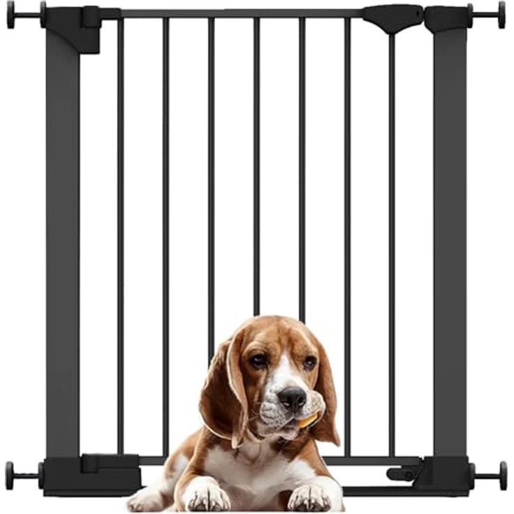 Bettacare Sicherheitsstuffen Haustiergitter, Schwarz, 68cm - 75cm, Extra Niedrige Durchgangshöhe, Druckmontage Sicherheitsgitter, Haustiergitter für Treppen, Einfache Installation – Bild 2