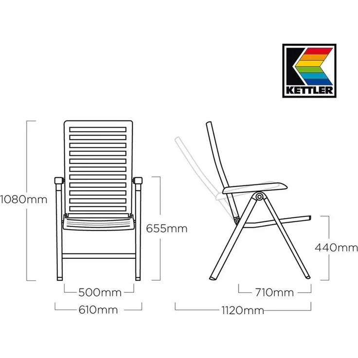 Kettler Multipositionssessel WAVE Klappsessel Grau Anthrazit – Bild 2