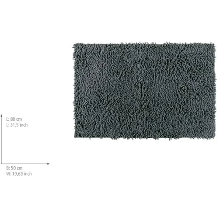 WENKO Badteppich Chenille Mouse Grey, samtweich und rutschhemmend, 100% Polyester, 50 x 80 cm, Mausgrau – Bild 3