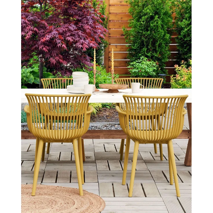 Gartenstuhl 4er Set PESARO Gelb – Bild 3