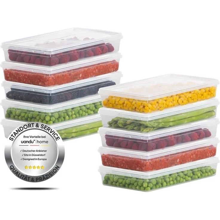 uandu home Frischhaltedose Gefrierbox Set, Frischhaltedosen mit Deckel, Tiefkühldosen Set, (Vorratsdosen mit Deckel, Deli Container, BPA-frei Kunststoff), Vorratsdosen für Gefrierschrank, Gefrierdosen, Gefrierbehälter – Bild 4
