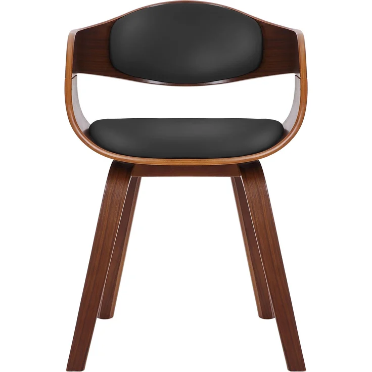 DELUKE® Besucherstuhl LONDON - 73x49x46cm, Walnuss/Schwarz Kunstleder Holz Gestell Konferenzstuhl Wartezimmerstuhl – Bild 3