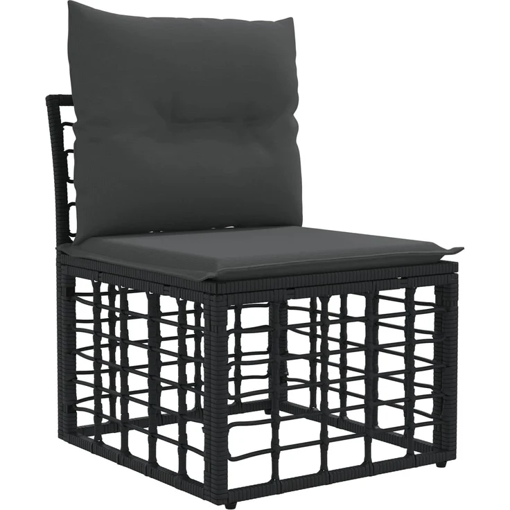 vidaXL Outdoor-Sofagarnitur 6 pcs Schwarz und Dunkelgrau Polyester 3437475 – Bild 4