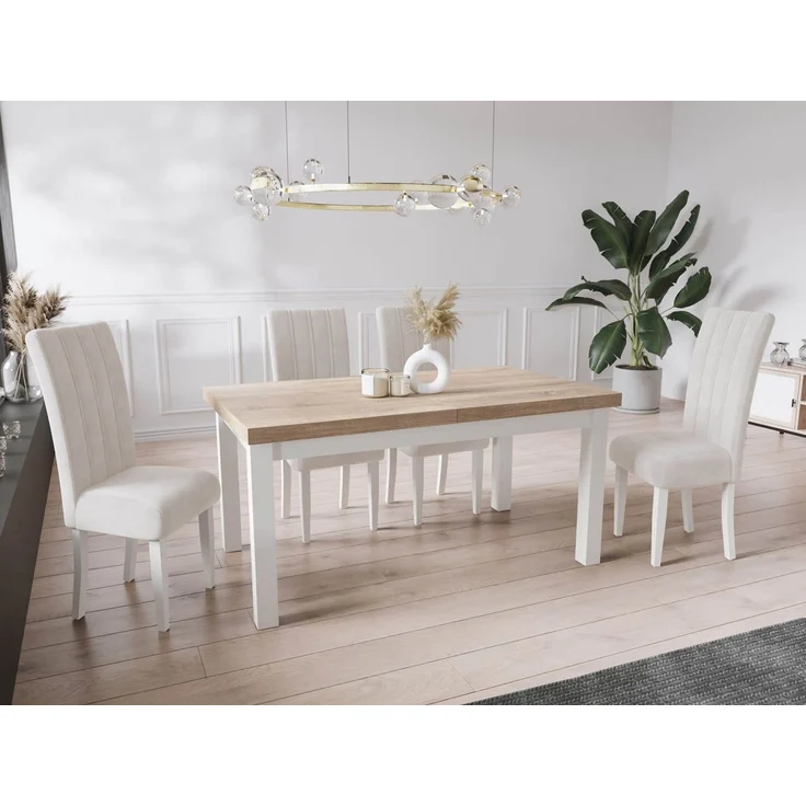 WFL GROUP Esstisch Avena ausziehbar rechteckig modern mit weißen Holzbeinen (MADE IN EU, 5 Gr. – 120/140/160/170/200 cm ausziehbar auf 160/180/210/250/300 cm), platzsparender Tisch in Holzoptik für Küche, Esszimmer oder Wohnzimmer – Bild 5