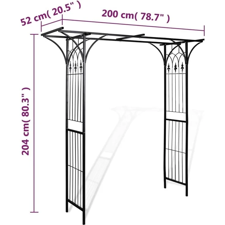 DELUKE® Rosenbogen aus Metall PARIS 200x52x204cm aus Stahl Gartenbogen Torbogen Rankhilfe für Kletterpflanzen und Rosen Rankgitter Rosenspalier – Bild 2