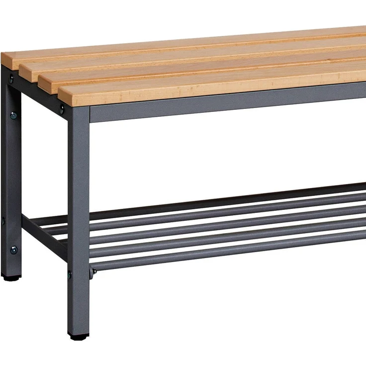furni24 Bank Umkleidebank, Sitzbank für Umkleideräume mit Schuhrost BxHxT: 200 x 42 x 40 cm, Umkleidesitzbank, Umkleidebank, Garderobenbank, Sportbank, Bank mit Echtholz für Fitnessstudio – Bild 3