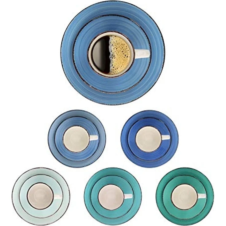 MamboCat Kaffeeservice 18tlg. Kaffeeservice Blue Curacao 6 Personen in Blau-Tönen, Steingut – Bild 2