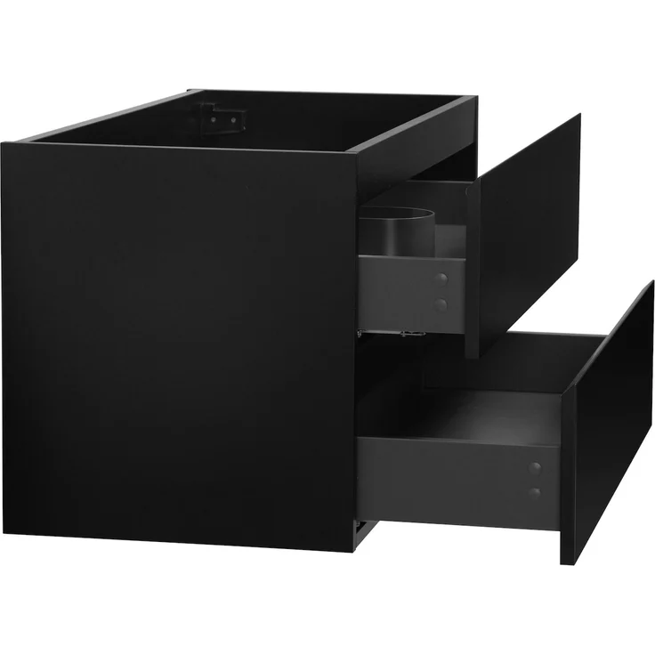 Badplaats Waschbeckenunterschrank Angela 90 x 48 cm Schwarz Matt - Hängender Badezimmerschrank mit 2 Schubladen, Vormontiert und mit Soft-Close – Bild 3