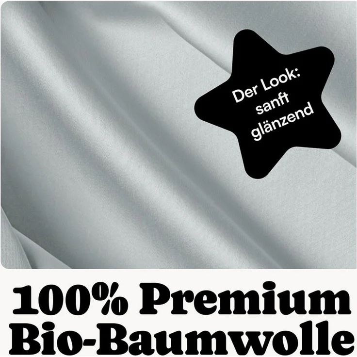 Seralino Bettwäsche Mako Satin Bettwäsche (100% Bio Baumwolle) mit Kissenbezug, 2 teilig, Fairtrade/ GOTS zertifiziert, uni Bettwäsche Set mit Reißverschluss – Bild 3