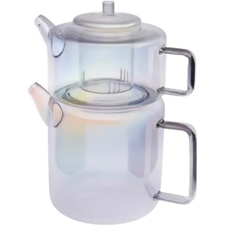 Karaca Teekanne Karaca Flat Borosilikat Glas-Teekannen-Set Luster, 2.9L, Glanz-Optik – Bild 2