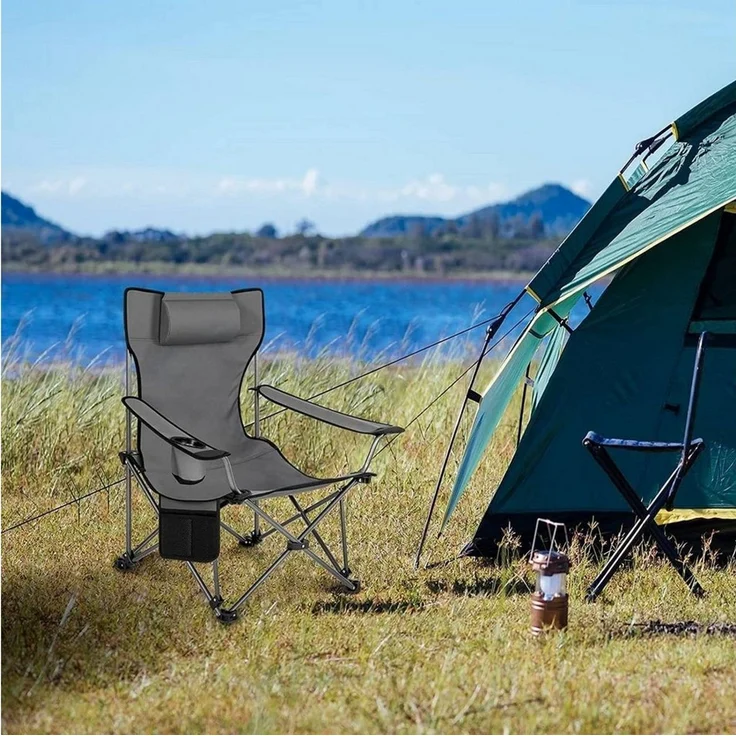Woltu Campingstuhl (1 St), klappbar für Outdoor mit Armlehnen Getränkehalter – Bild 4