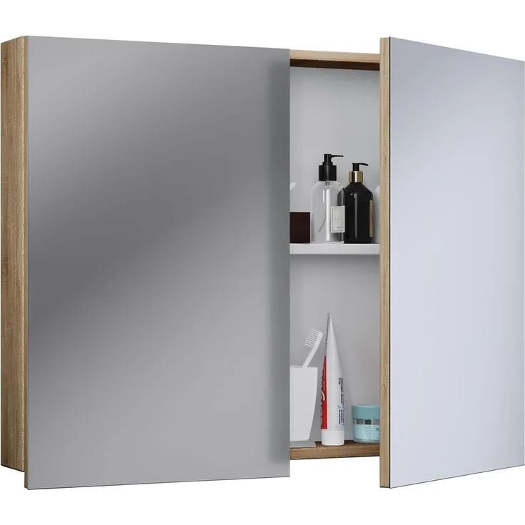 VCM Badmöbel Spiegelschrank Badinos 914459 Sonoma-Eiche (Sägerau) H. 59 x B. 60 x T. 12 cm