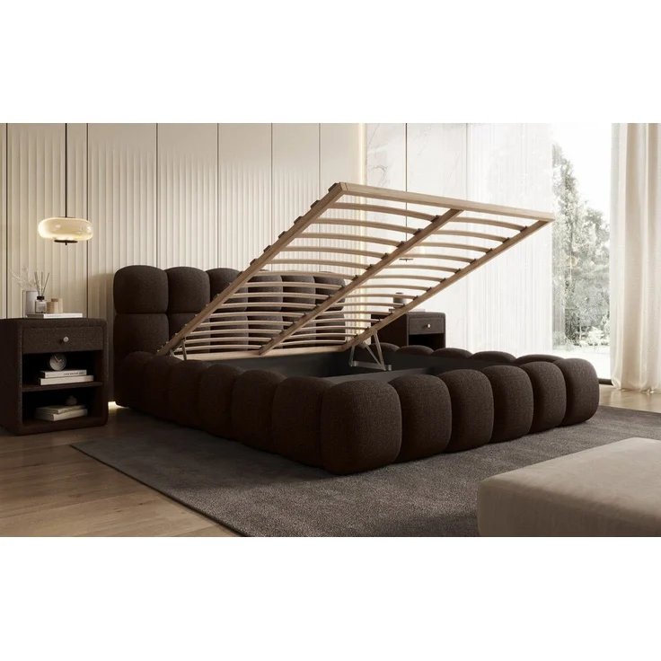 Luxusbetten24 Polsterbett Designer Polsterbett Boston Bouclé, mit Stauraum – Bild 3