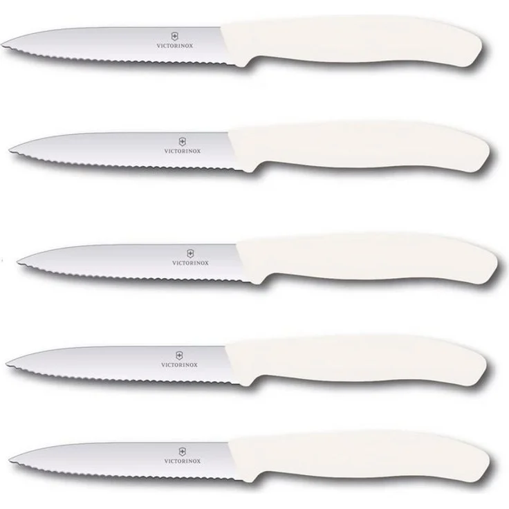 Victorinox | Swiss Classic Gemüsemesser Set | 10 cm Wellenschliff | perfekt für Tomaten | 5er Set | Weiß | ideal für präzises Schneiden und Schälen – Bild 3